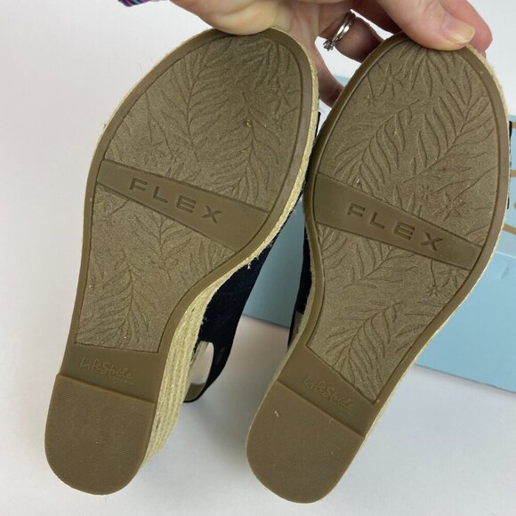 Lifestride socialite espadrille wedge sandal black Size 9 - Picture 7 of 9